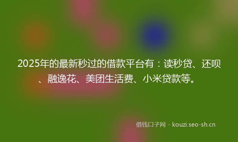 2025年的最新秒过的借款平台有：读秒贷、还呗、融逸花、美团生活费、小米贷款等。