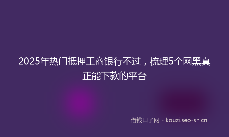 2025年热门抵押工商银行不过,梳理5个网黑真正能下款的平台