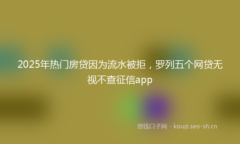 2025年热门房贷因为流水被拒，罗列五个网贷无视不查征信app