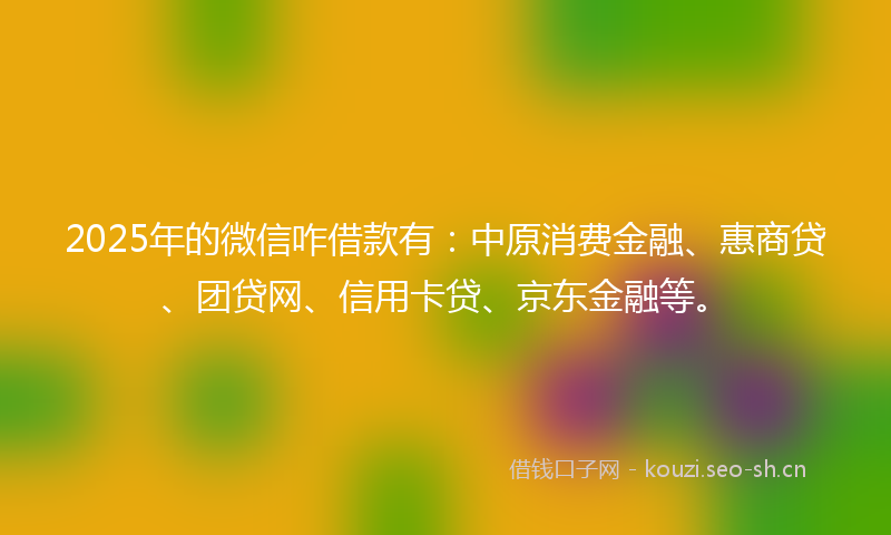 2025年的微信咋借款有：中原消费金融、惠商贷、团贷网、信用卡贷、京东金融等。