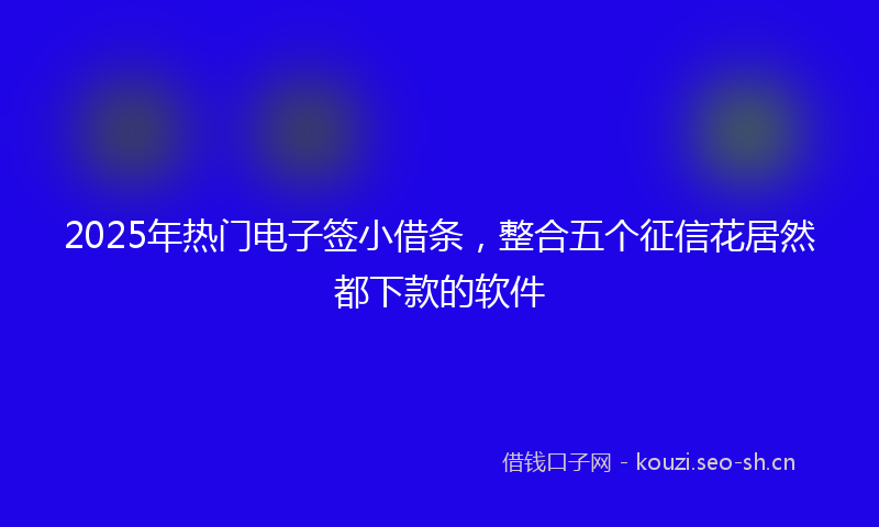 2025年热门电子签小借条，整合五个征信花居然都下款的软件