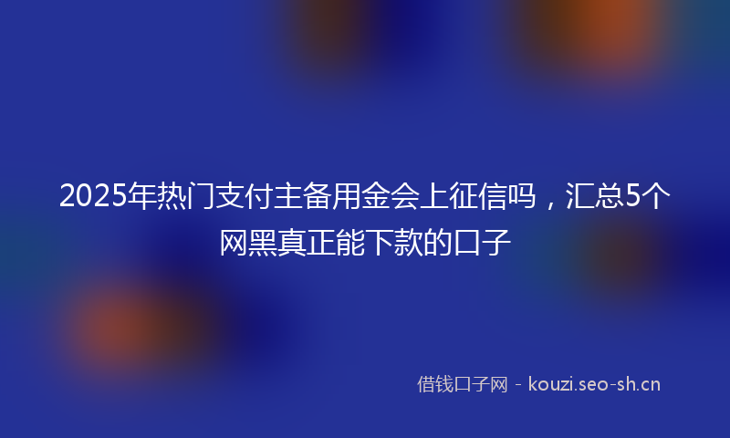 2025年热门支付主备用金会上征信吗，汇总5个网黑真正能下款的口子