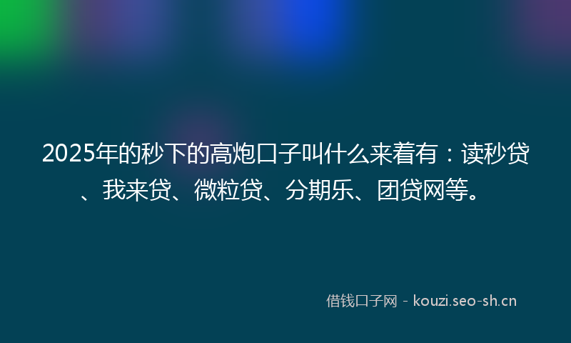 2025年的秒下的高炮口子叫什么来着有：读秒贷、我来贷、微粒贷、分期乐、团贷网等。