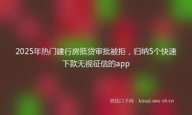 2025年热门建行房抵贷审批被拒,归纳5个快速下款无视征信的app