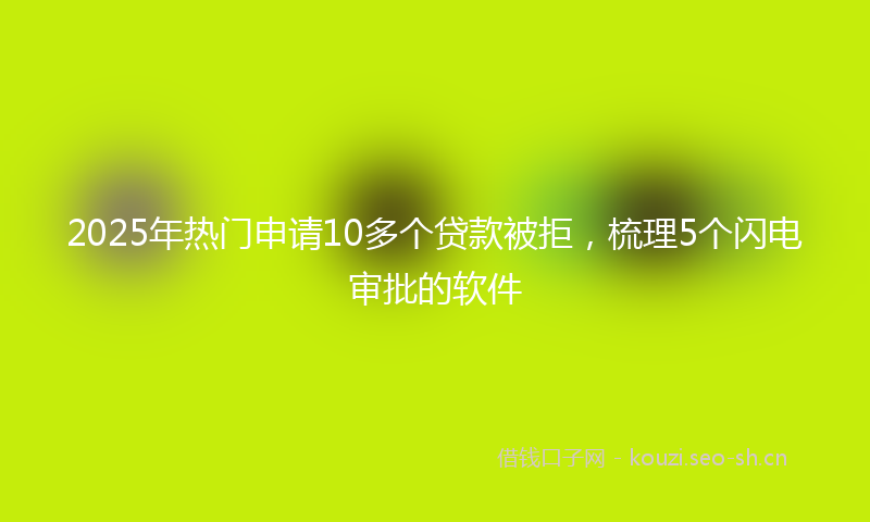 2025年热门申请10多个贷款被拒，梳理5个闪电审批的软件