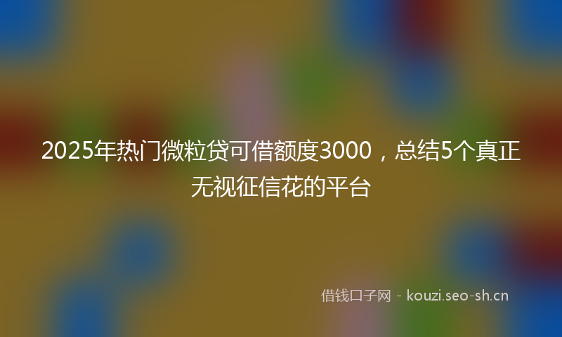 2025年热门微粒贷可借额度3000,总结5个真正无视征信花的平台