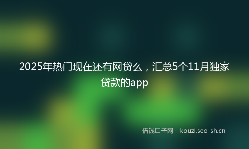 2025年热门现在还有网贷么，汇总5个11月独家贷款的app
