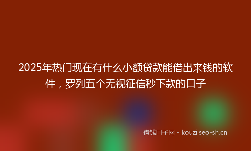 2025年热门现在有什么小额贷款能借出来钱的软件，罗列五个无视征信秒下款的口子