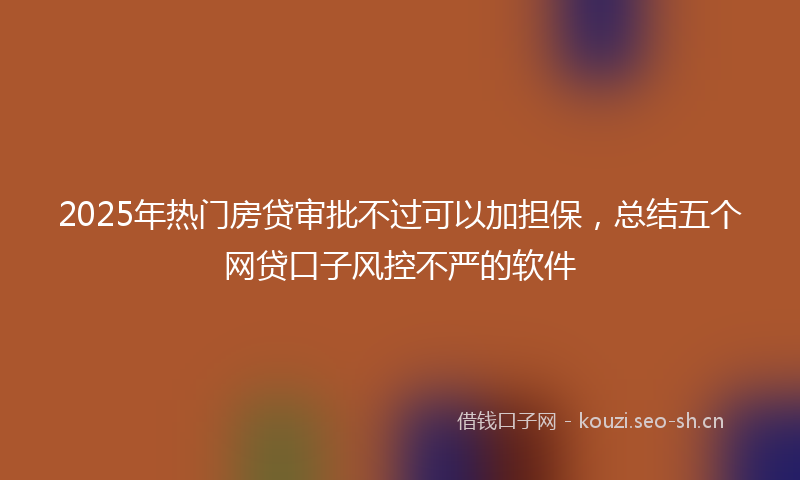 2025年热门房贷审批不过可以加担保，总结五个网贷口子风控不严的软件
