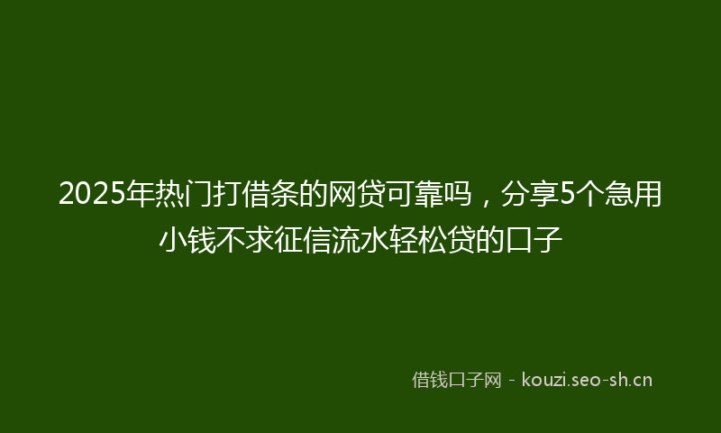 2025年热门打借条的网贷可靠吗，分享5个急用小钱不求征信流水轻松贷的口子