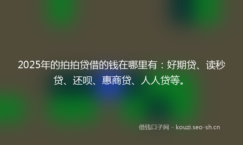 2025年的拍拍贷借的钱在哪里有：好期贷、读秒贷、还呗、惠商贷、人人贷等。