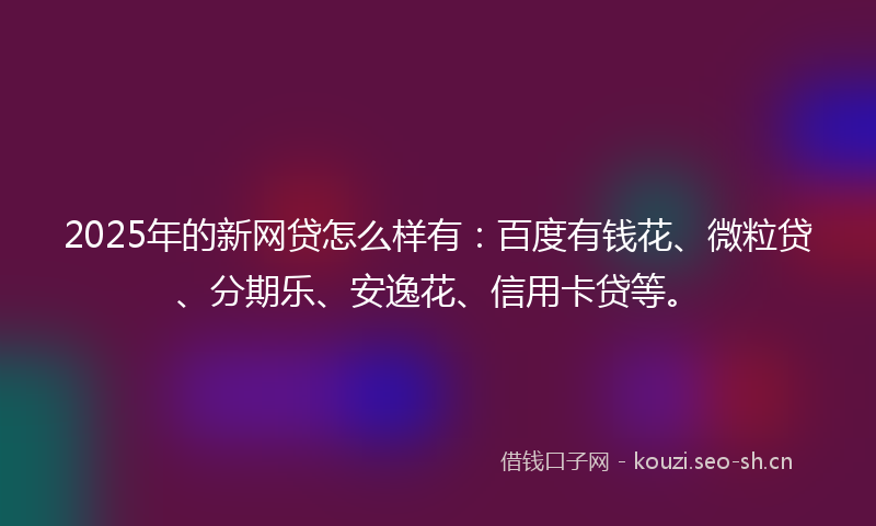 2025年的新网贷怎么样有：百度有钱花、微粒贷、分期乐、安逸花、信用卡贷等。