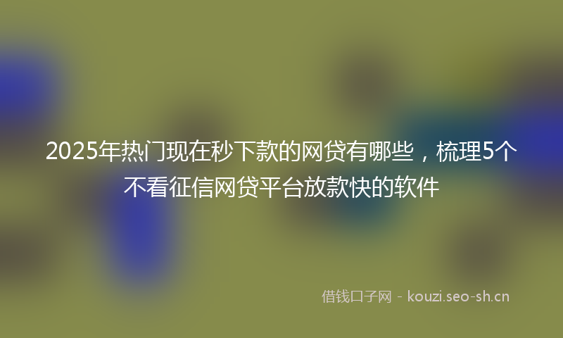 2025年热门现在秒下款的网贷有哪些，梳理5个不看征信网贷平台放款快的软件