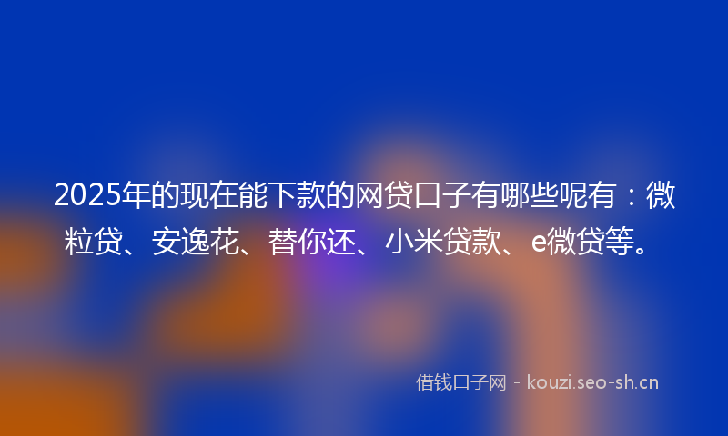 2025年的现在能下款的网贷口子有哪些呢有：微粒贷、安逸花、替你还、小米贷款、e微贷等。
