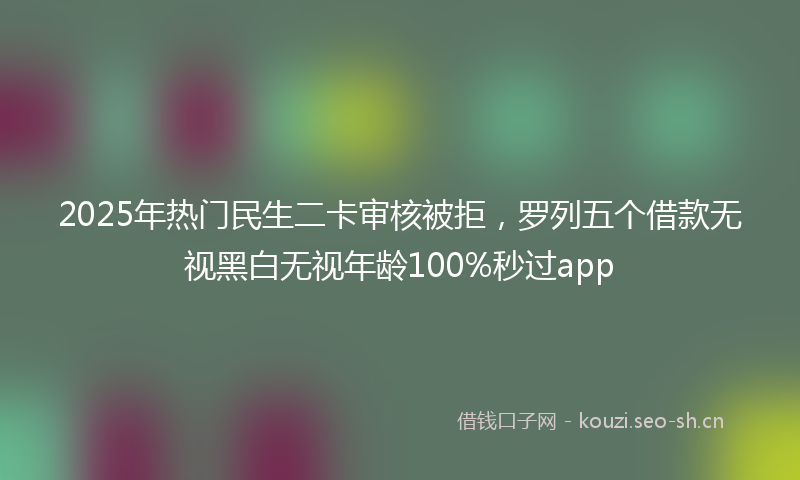 2025年热门民生二卡审核被拒，罗列五个借款无视黑白无视年龄100%秒过app