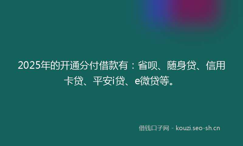 2025年的开通分付借款有：省呗、随身贷、信用卡贷、平安i贷、e微贷等。