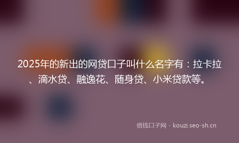 2025年的新出的网贷口子叫什么名字有：拉卡拉、滴水贷、融逸花、随身贷、小米贷款等。