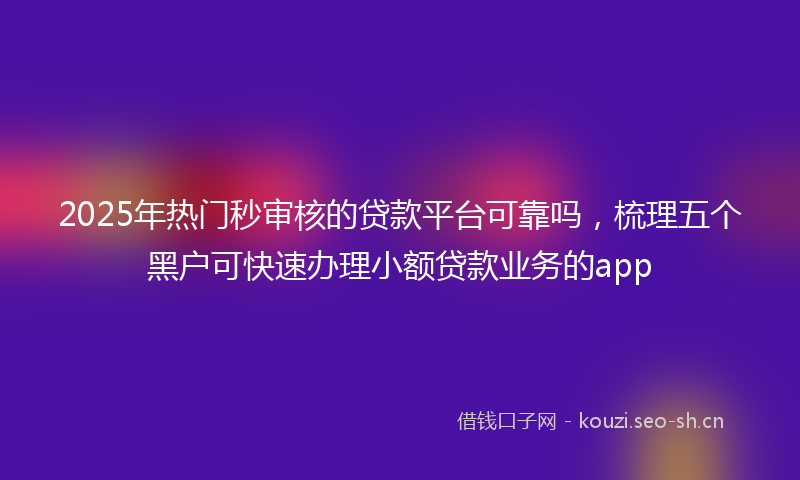 2025年热门秒审核的贷款平台可靠吗，梳理五个黑户可快速办理小额贷款业务的app