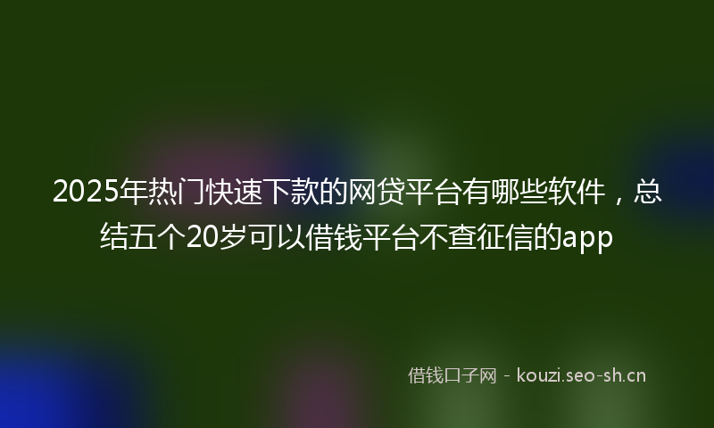 2025年热门快速下款的网贷平台有哪些软件，总结五个20岁可以借钱平台不查征信的app