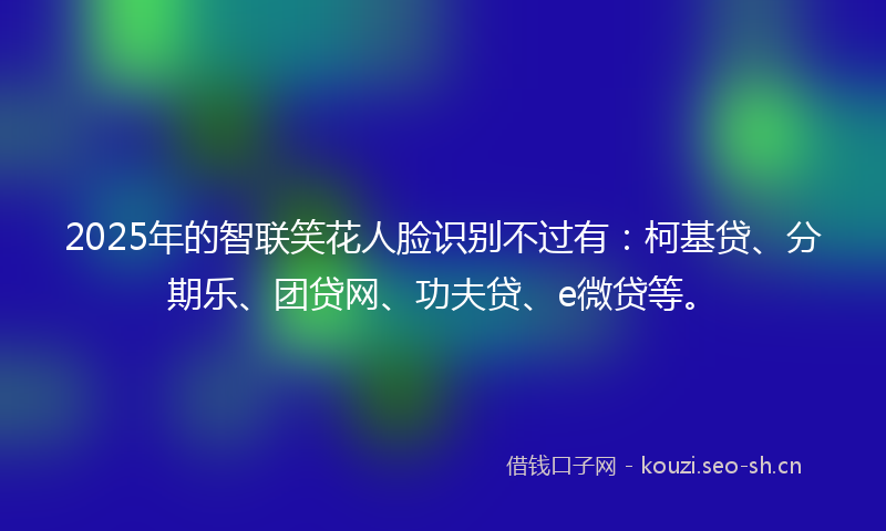 2025年的智联笑花人脸识别不过有：柯基贷、分期乐、团贷网、功夫贷、e微贷等。