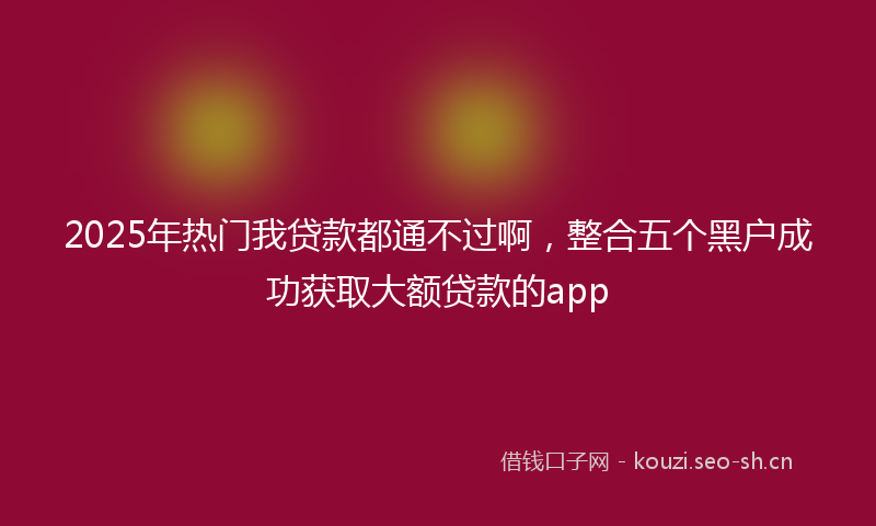2025年热门我贷款都通不过啊，整合五个黑户成功获取大额贷款的app