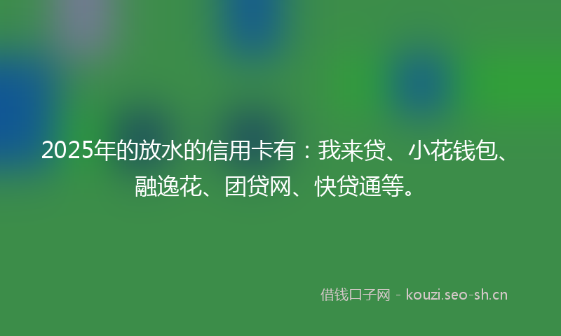 2025年的放水的信用卡有:我来贷、小花钱包、融逸花、团贷网、快贷通等。
