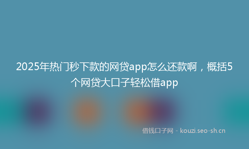 2025年热门秒下款的网贷app怎么还款啊，概括5个网贷大口子轻松借app