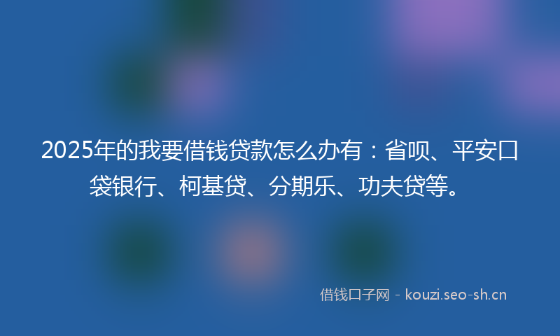 2025年的我要借钱贷款怎么办有：省呗、平安口袋银行、柯基贷、分期乐、功夫贷等。