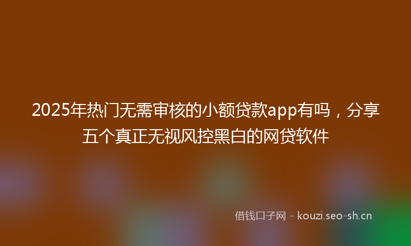 2025年热门无需审核的小额贷款app有吗，分享五个真正无视风控黑白的网贷软件