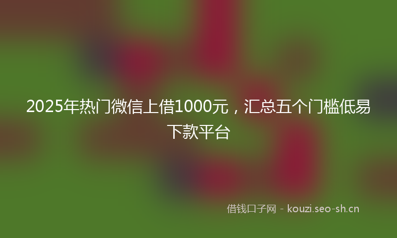 2025年热门微信上借1000元，汇总五个门槛低易下款平台