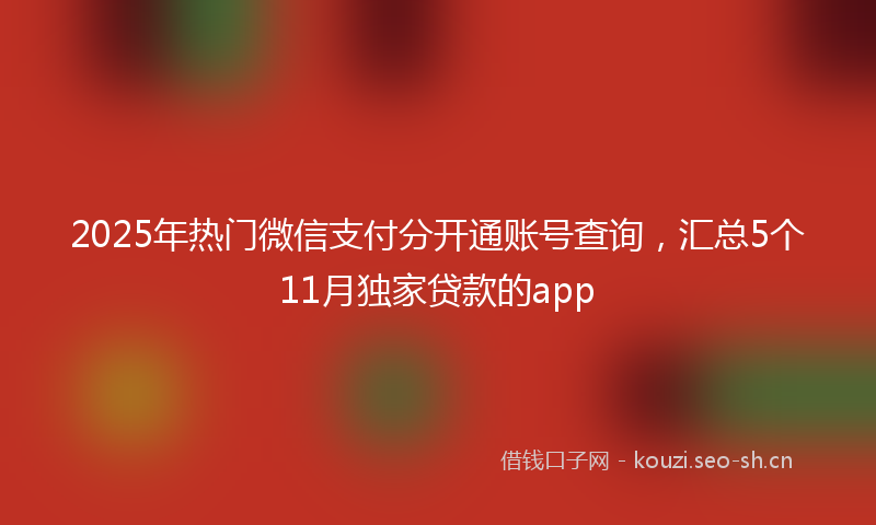2025年热门微信支付分开通账号查询，汇总5个11月独家贷款的app