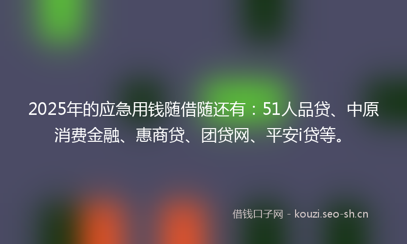 2025年的应急用钱随借随还有:51人品贷、中原消费金融、惠商贷、团贷网、平安i贷等。