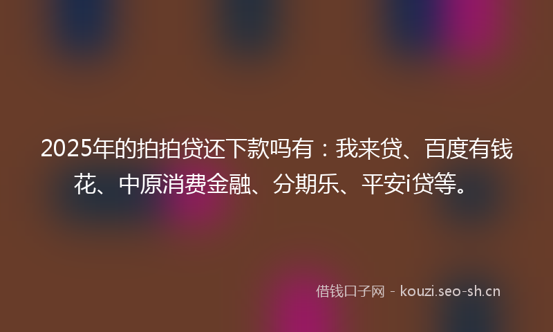 2025年的拍拍贷还下款吗有：我来贷、百度有钱花、中原消费金融、分期乐、平安i贷等。