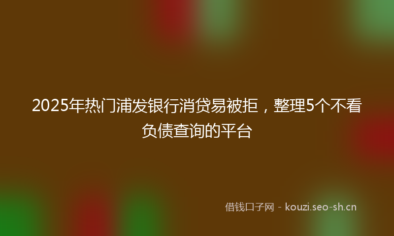 2025年热门浦发银行消贷易被拒，整理5个不看负债查询的平台