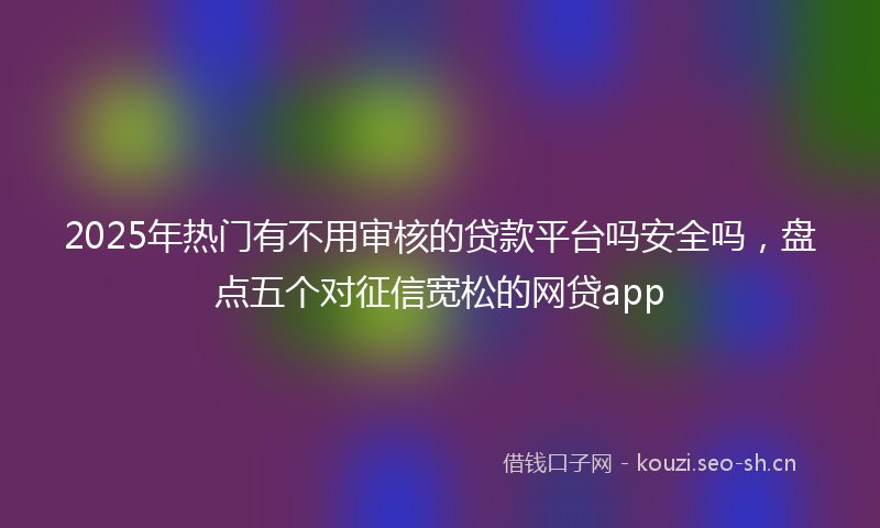 2025年热门有不用审核的贷款平台吗安全吗，盘点五个对征信宽松的网贷app