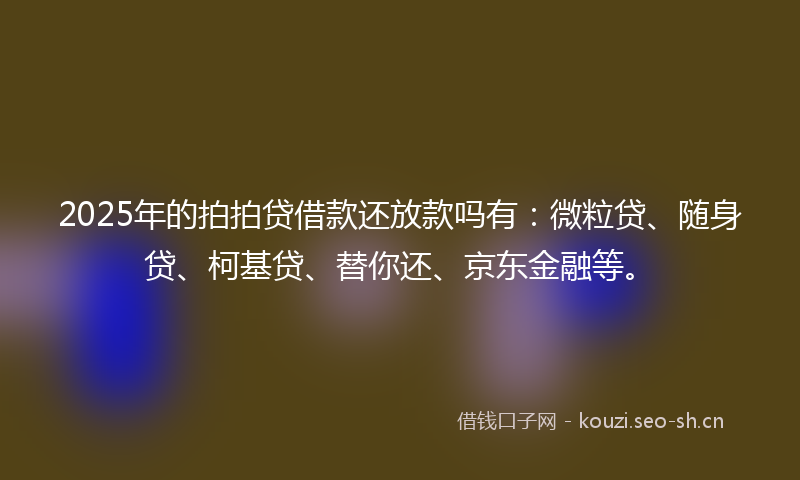 2025年的拍拍贷借款还放款吗有:微粒贷、随身贷、柯基贷、替你还、京东金融等。