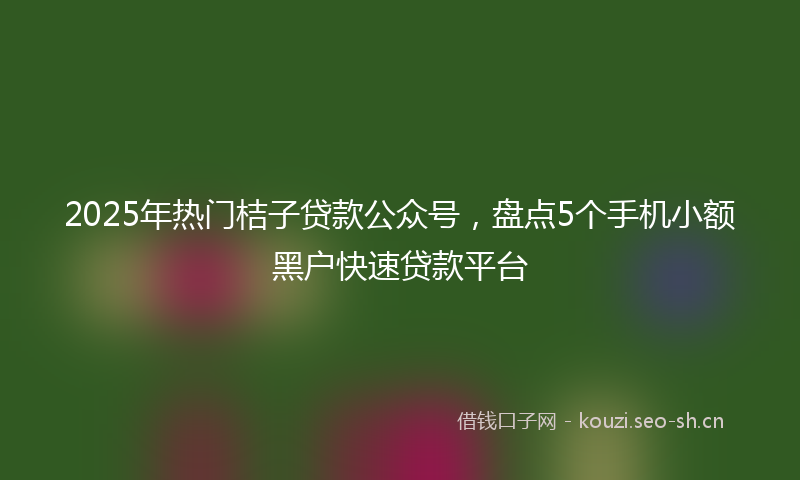 2025年热门桔子贷款公众号，盘点5个手机小额黑户快速贷款平台
