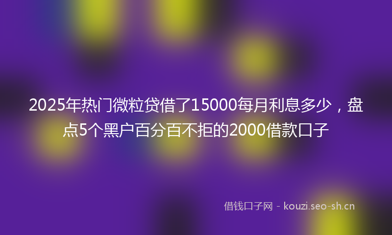2025年热门微粒贷借了15000每月利息多少，盘点5个黑户百分百不拒的2000借款口子