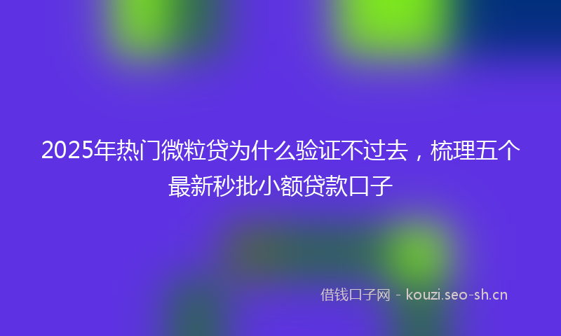 2025年热门微粒贷为什么验证不过去，梳理五个最新秒批小额贷款口子