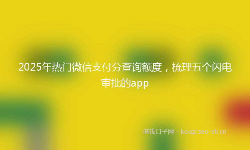 2025年热门微信支付分查询额度,梳理五个闪电审批的app