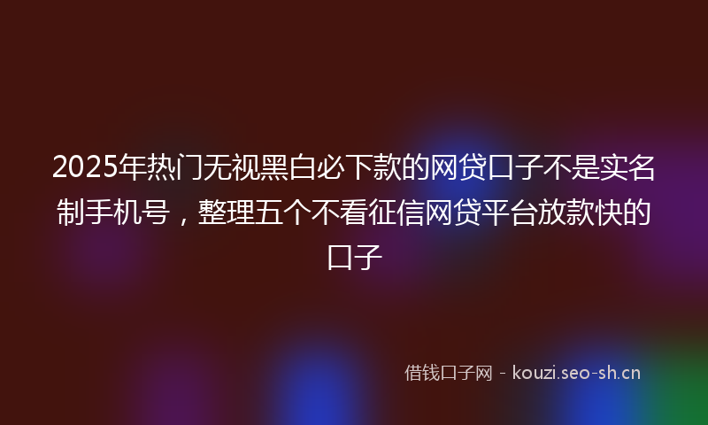 2025年热门无视黑白必下款的网贷口子不是实名制手机号，整理五个不看征信网贷平台放款快的口子
