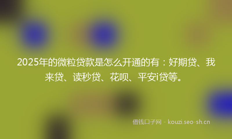 2025年的微粒贷款是怎么开通的有：好期贷、我来贷、读秒贷、花呗、平安i贷等。