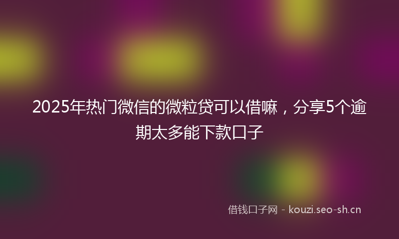 2025年热门微信的微粒贷可以借嘛，分享5个逾期太多能下款口子