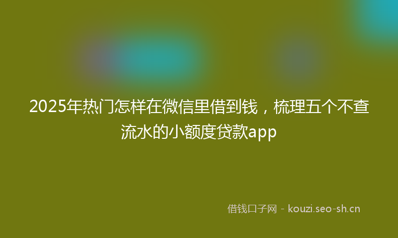 2025年热门怎样在微信里借到钱，梳理五个不查流水的小额度贷款app