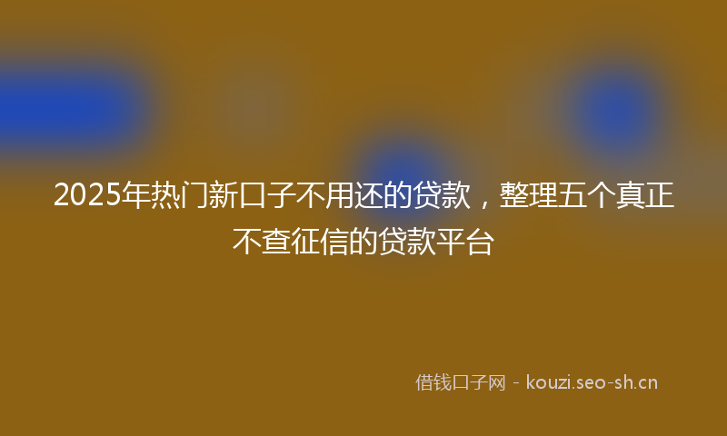 2025年热门新口子不用还的贷款，整理五个真正不查征信的贷款平台