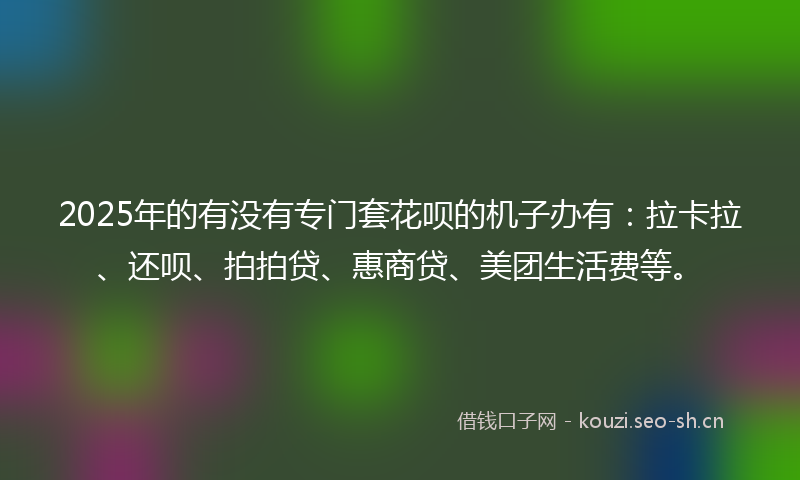 2025年的有没有专门套花呗的机子办有：拉卡拉、还呗、拍拍贷、惠商贷、美团生活费等。