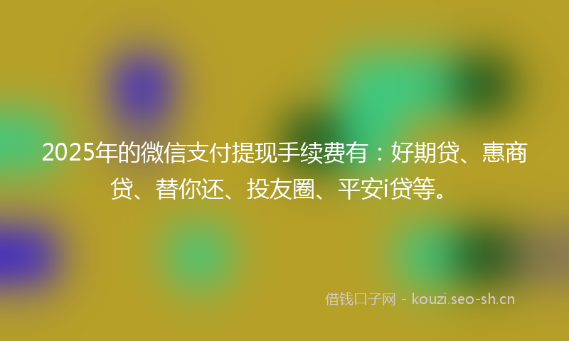 2025年的微信支付提现手续费有：好期贷、惠商贷、替你还、投友圈、平安i贷等。