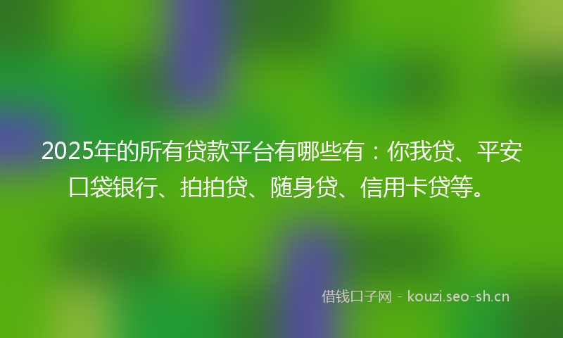 2025年的所有贷款平台有哪些有：你我贷、平安口袋银行、拍拍贷、随身贷、信用卡贷等。
