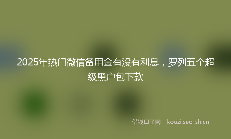 2025年热门微信备用金有没有利息，罗列五个超级黑户包下款