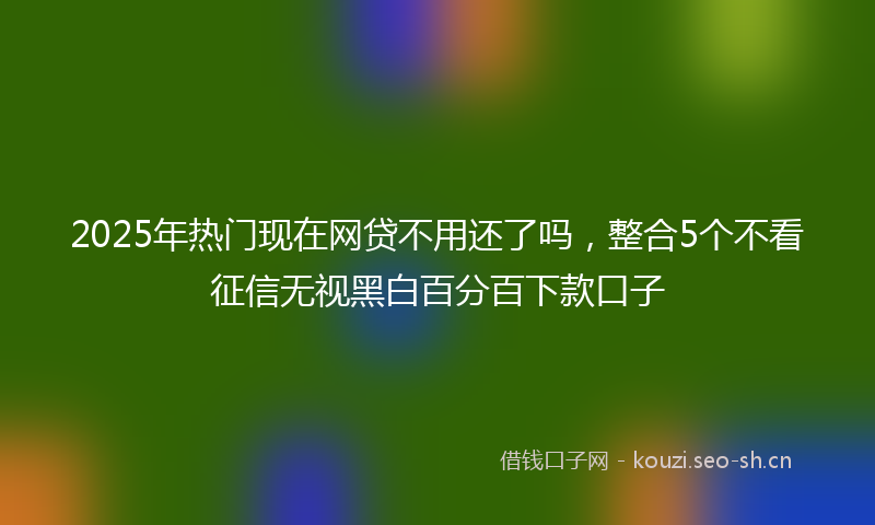 2025年热门现在网贷不用还了吗，整合5个不看征信无视黑白百分百下款口子